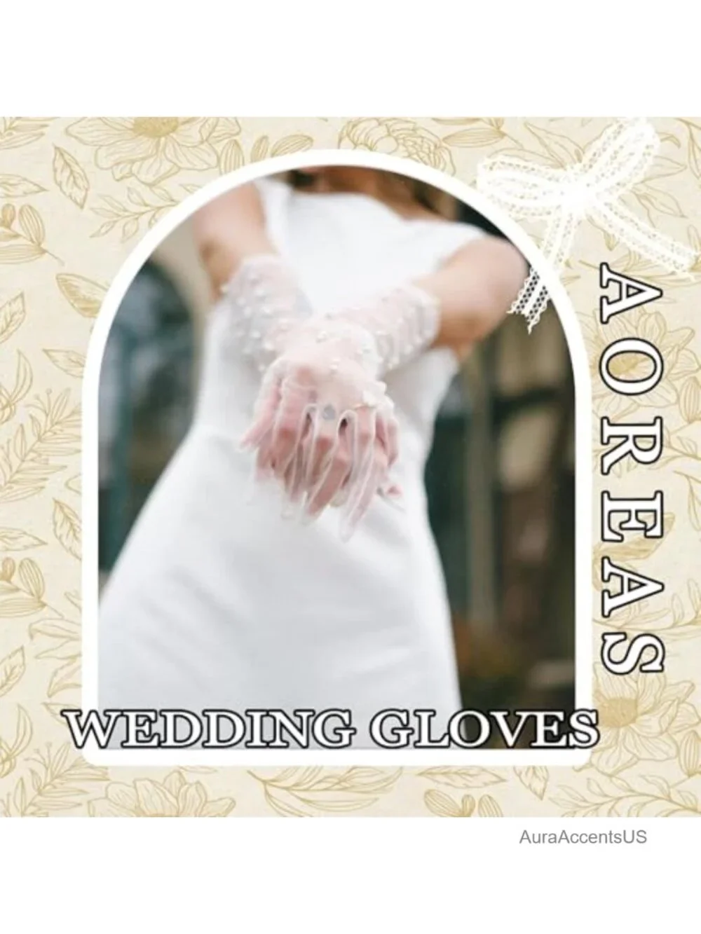 Long Pearl Wedding Gloves Tulle Bridal Gloves Detachable Sleeves Elbow Length